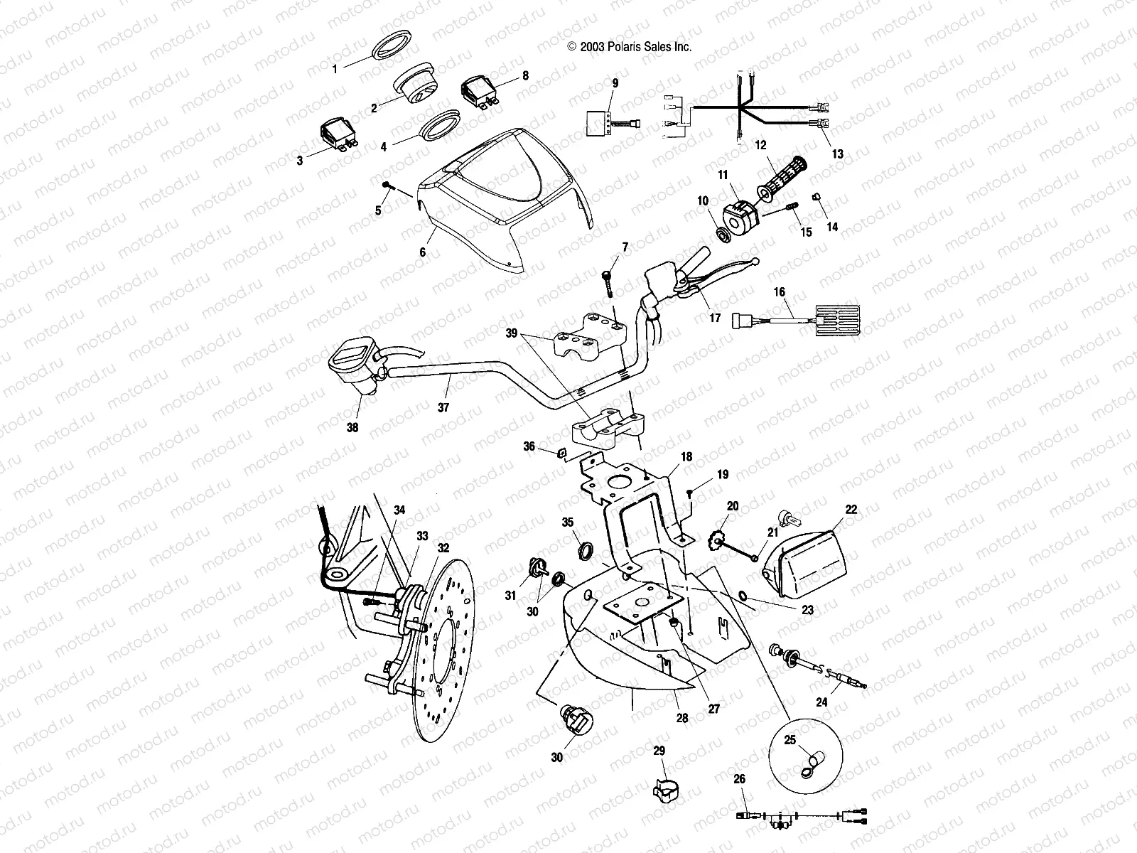 HANDLEBAR AND HEADLIGHT POD - A04CH59AF/AH/AJ/AT/AV (4986108610B13) | HANDLEBAR AND HEADLIGHT POD - A04CH59AF/AH/AJ/AT/AV (4986108610B13)