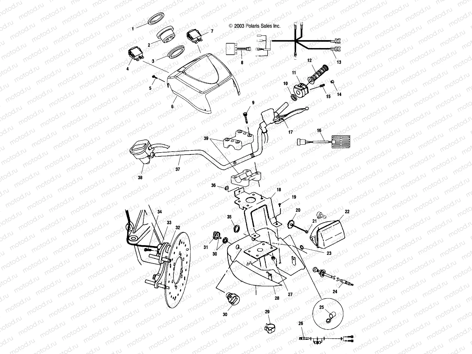 HANDLEBAR AND HEADLIGHT POD - A04CH68AC/AF/AH/AJ/AT/AV (4986128612C01) | HANDLEBAR AND HEADLIGHT POD - A04CH68AC/AF/AH/AJ/AT/AV (4986128612C01)
