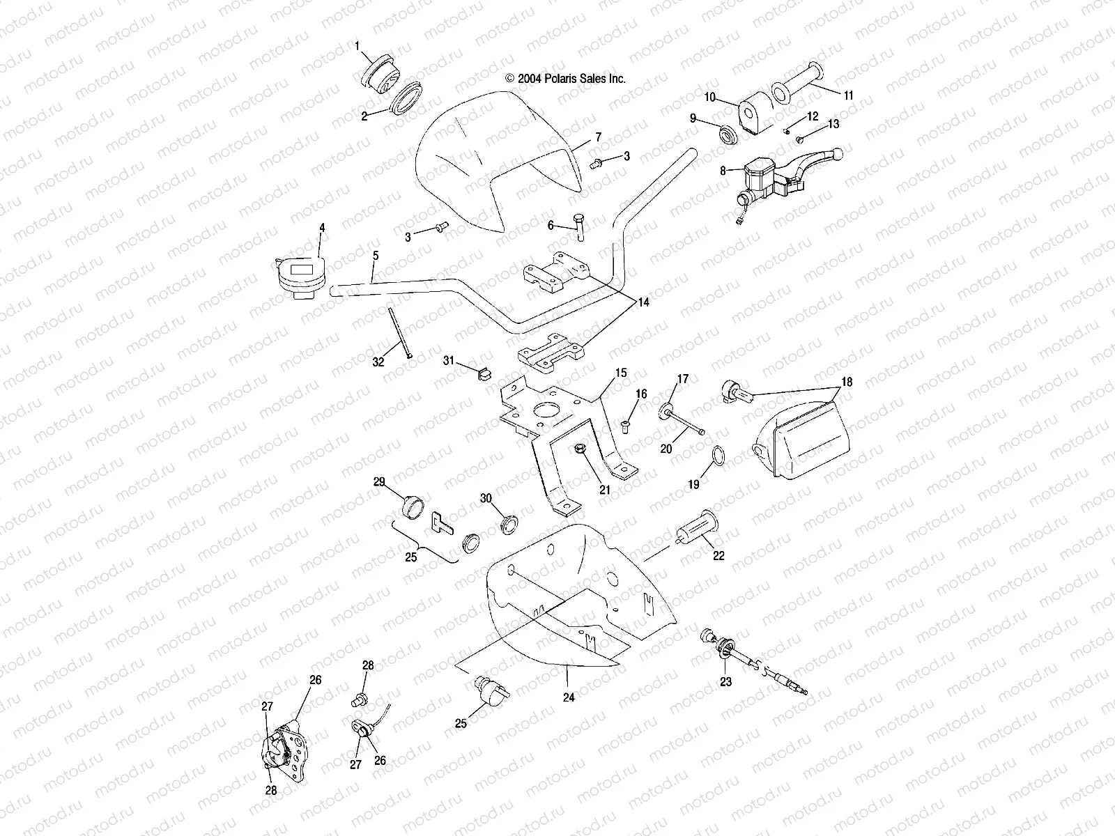 HANDLEBAR and HEADLIGHT POD - A05JD50AA/AB/AC (4995189518C05) | HANDLEBAR and HEADLIGHT POD - A05JD50AA/AB/AC (4995189518C05)