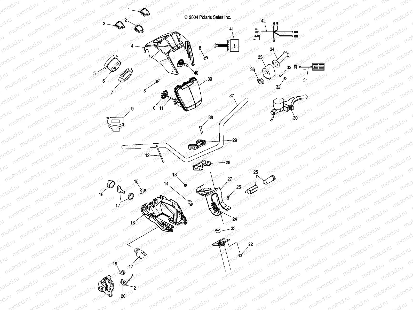 HANDLEBAR and HEADLIGHT POD - A05MH68AC/AS/AT/AU/AW (4994279427C03) | HANDLEBAR and HEADLIGHT POD - A05MH68AC/AS/AT/AU/AW (4994279427C03)