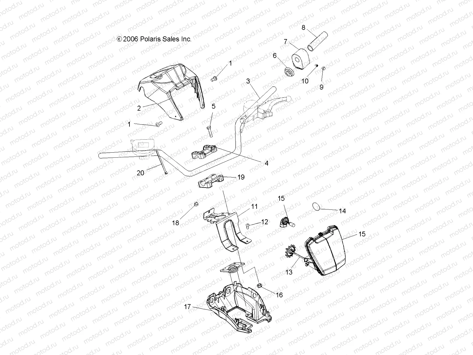 HANDLEBAR and HEADLIGHT POD - A07CL50AA (49ATVHANDLEBAR6X6) | HANDLEBAR and HEADLIGHT POD - A07CL50AA (49ATVHANDLEBAR6X6)