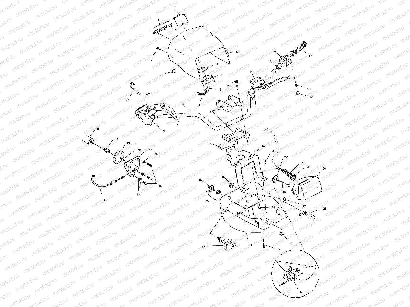 HANDLEBAR and HEADLIGHT POD - A99CH45IA (4949154915B011) | HANDLEBAR and HEADLIGHT POD - A99CH45IA (4949154915B011)