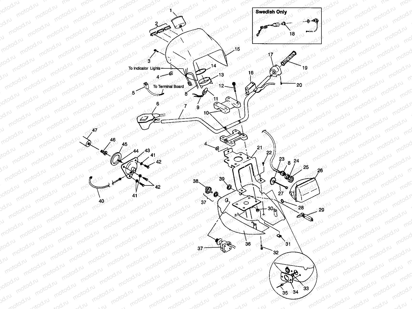 HANDLEBAR and HEADLIGHT POD SPORTSMAN 500 W969244 and SWEDISH SPORTSMAN 500 (4936093609B010) | HANDLEBAR and HEADLIGHT POD SPORTSMAN 500 W969244 and SWEDISH SPORTSMAN 500 (4936093609B010)