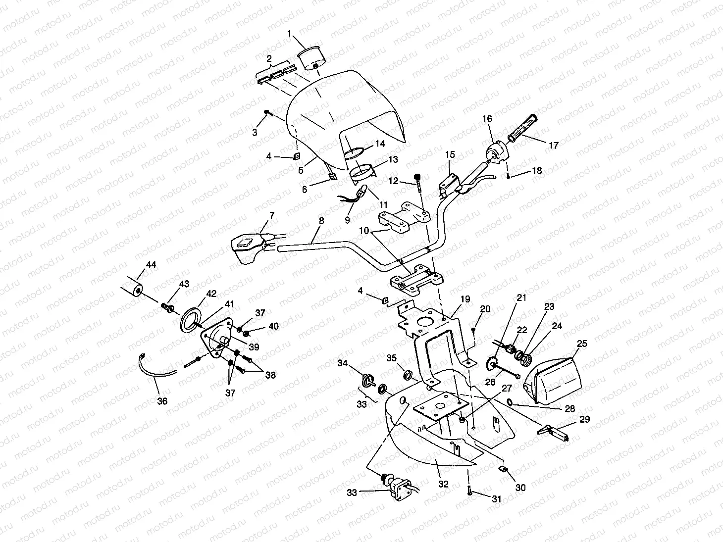 HANDLEBAR and HEADLIGHT POD XPLORER 400L W969140 (4935983598B010) | HANDLEBAR and HEADLIGHT POD XPLORER 400L W969140 (4935983598B010)