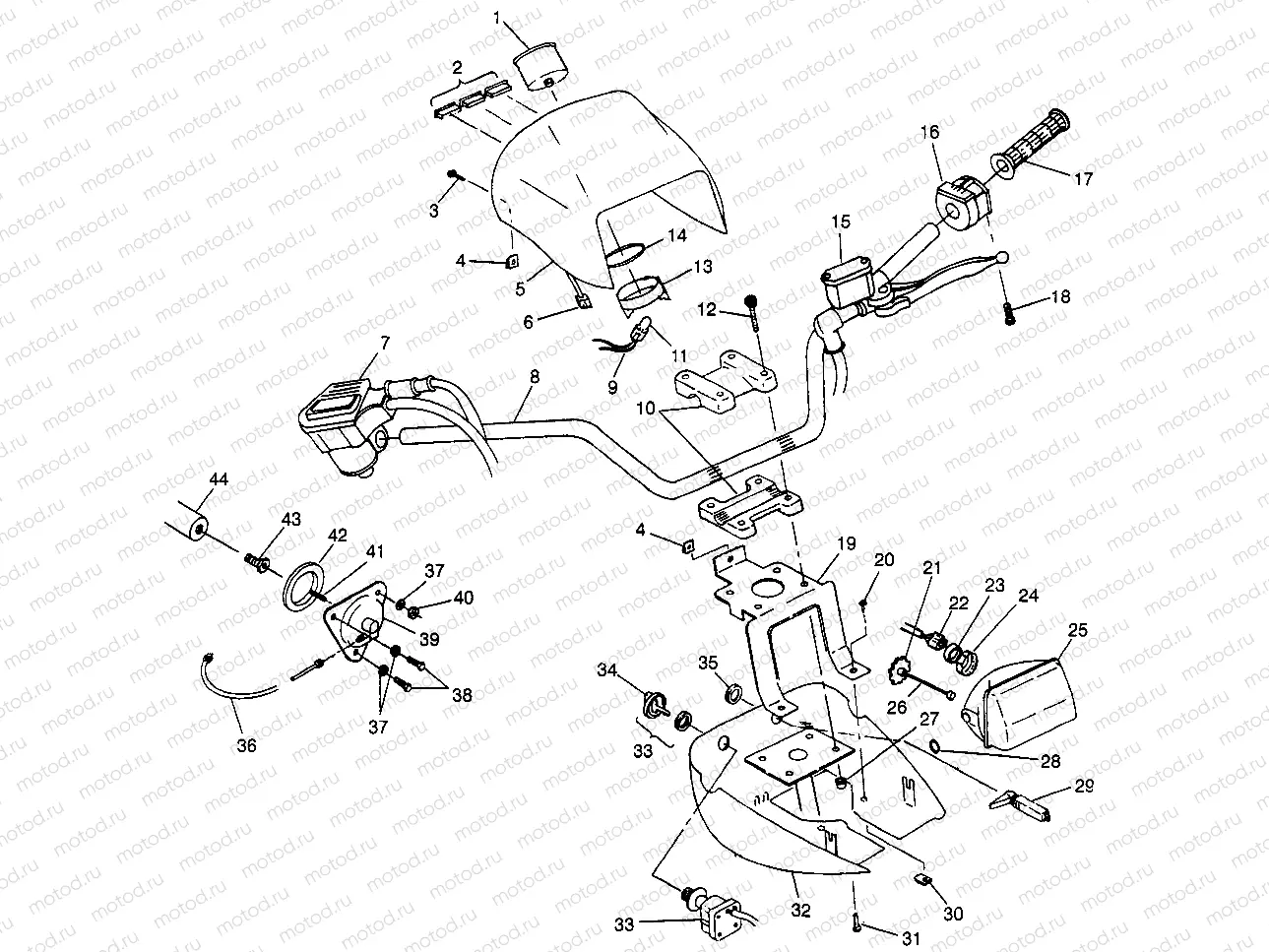 HANDLEBAR and HEADLIGHT POD XPLORER 400L W97CC38C (4939753975B011) | HANDLEBAR and HEADLIGHT POD XPLORER 400L W97CC38C (4939753975B011)