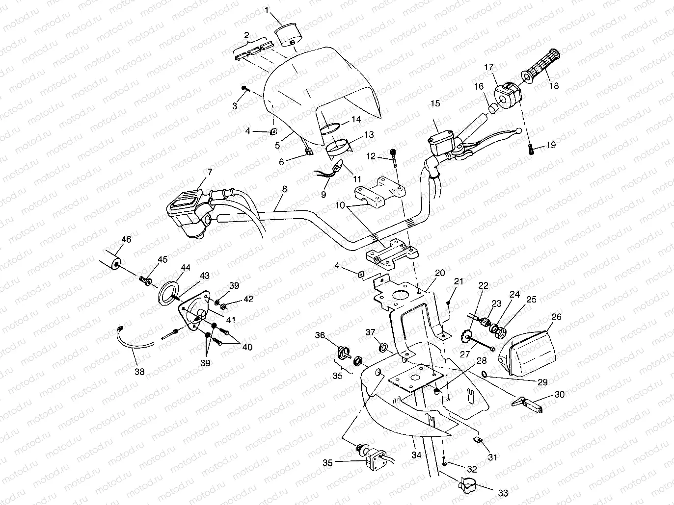HANDLEBAR and HEADLIGHT POD XPLORER 400L W98CC38C (4945414541B011) | HANDLEBAR and HEADLIGHT POD XPLORER 400L W98CC38C (4945414541B011)
