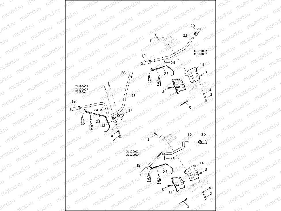 HANDLEBAR AND THROTTLE CONTROL - XL1200C, XL1200CA, XL1200CB, XL1200CP, XL1200V