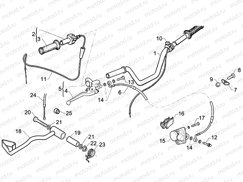 Handlebar cpl.-Rr.brake lever