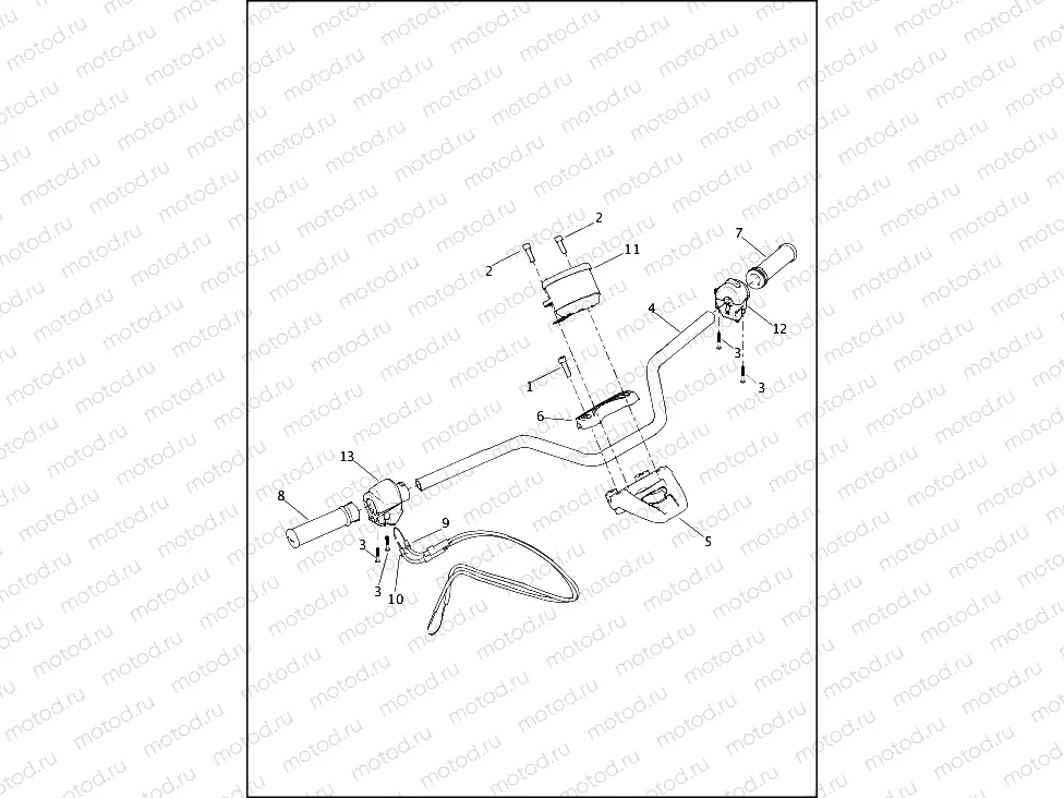 HANDLEBAR, HAND CONTROLS AND SPEEDOMETER