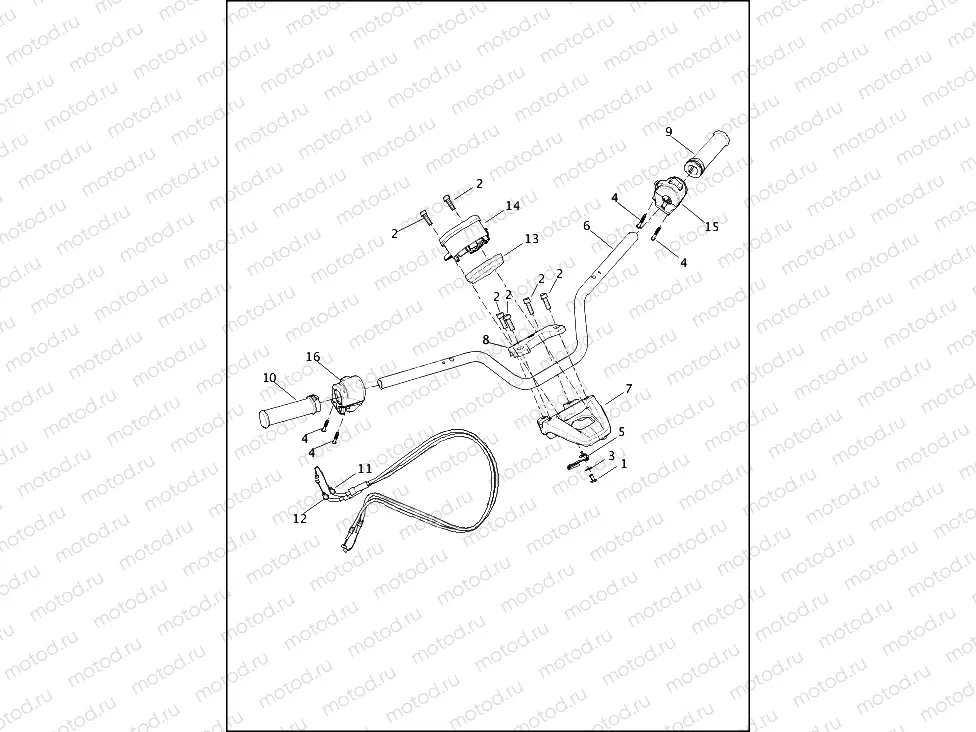 HANDLEBAR, HAND CONTROLS AND SPEEDOMETER - XG500, XG750