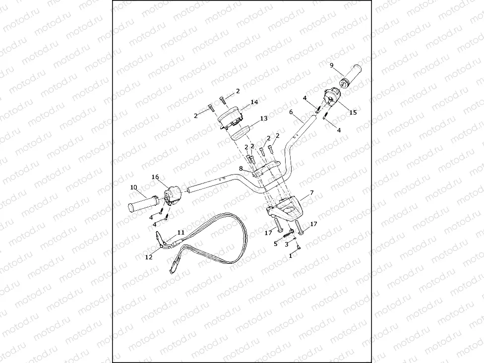 HANDLEBAR, HAND CONTROLS AND SPEEDOMETER - XG500, XG750