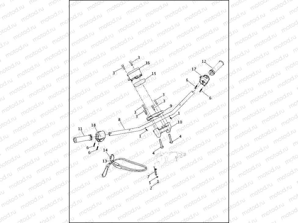 HANDLEBAR, HAND CONTROLS AND SPEEDOMETER - XG750A