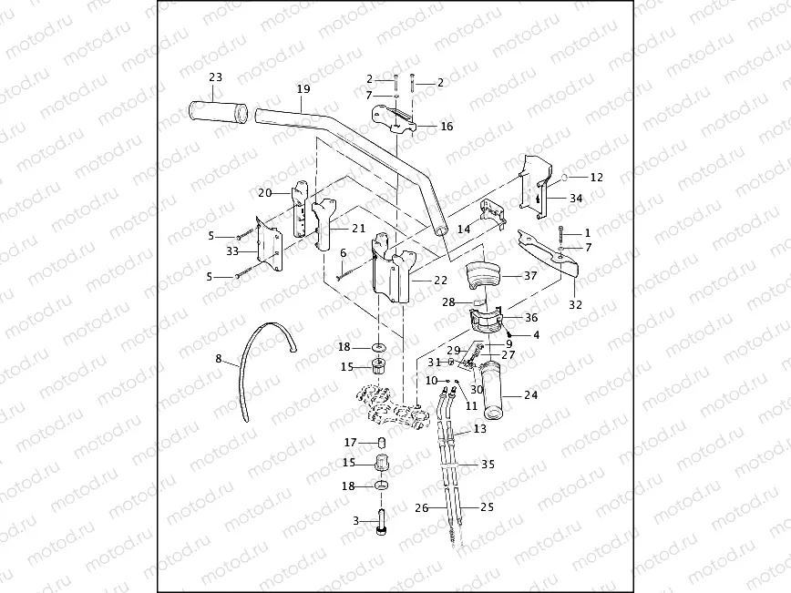 HANDLEBAR & THROTTLE CONTROL - 883/1200 CUSTOM