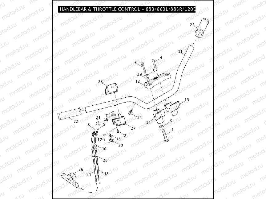 HANDLEBAR & THROTTLE CONTROL - 883/883L/883R/1200R