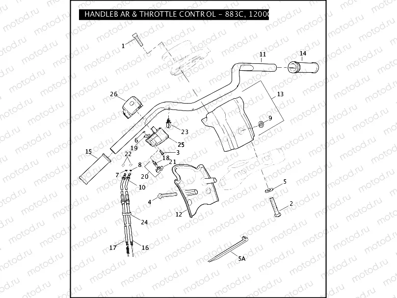 HANDLEBAR & THROTTLE CONTROL - 883C, 1200C
