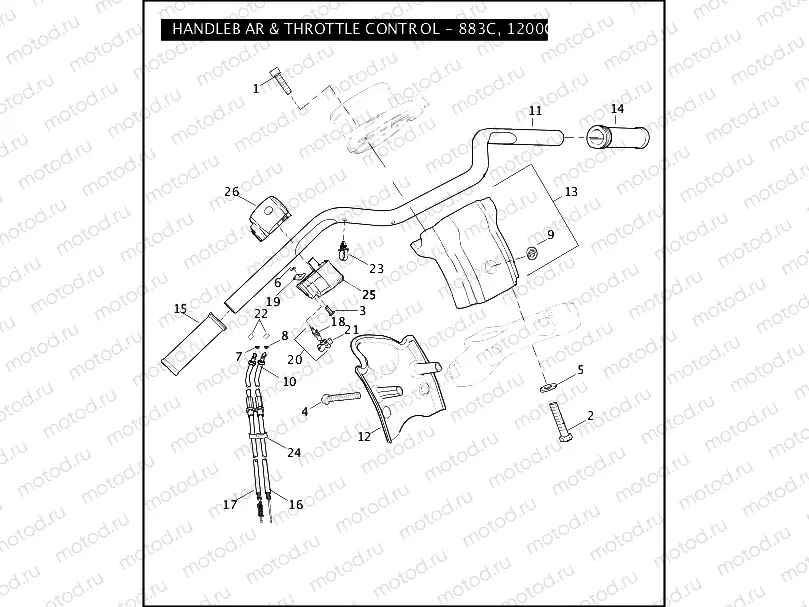 HANDLEBAR & THROTTLE CONTROL - 883C/1200C