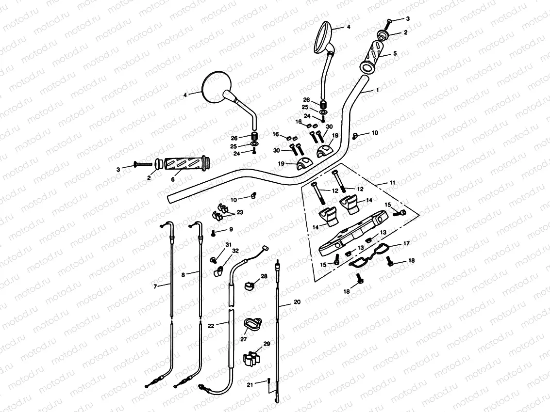 Handlebars, Top Yoke, Cables & Mirrors 468390