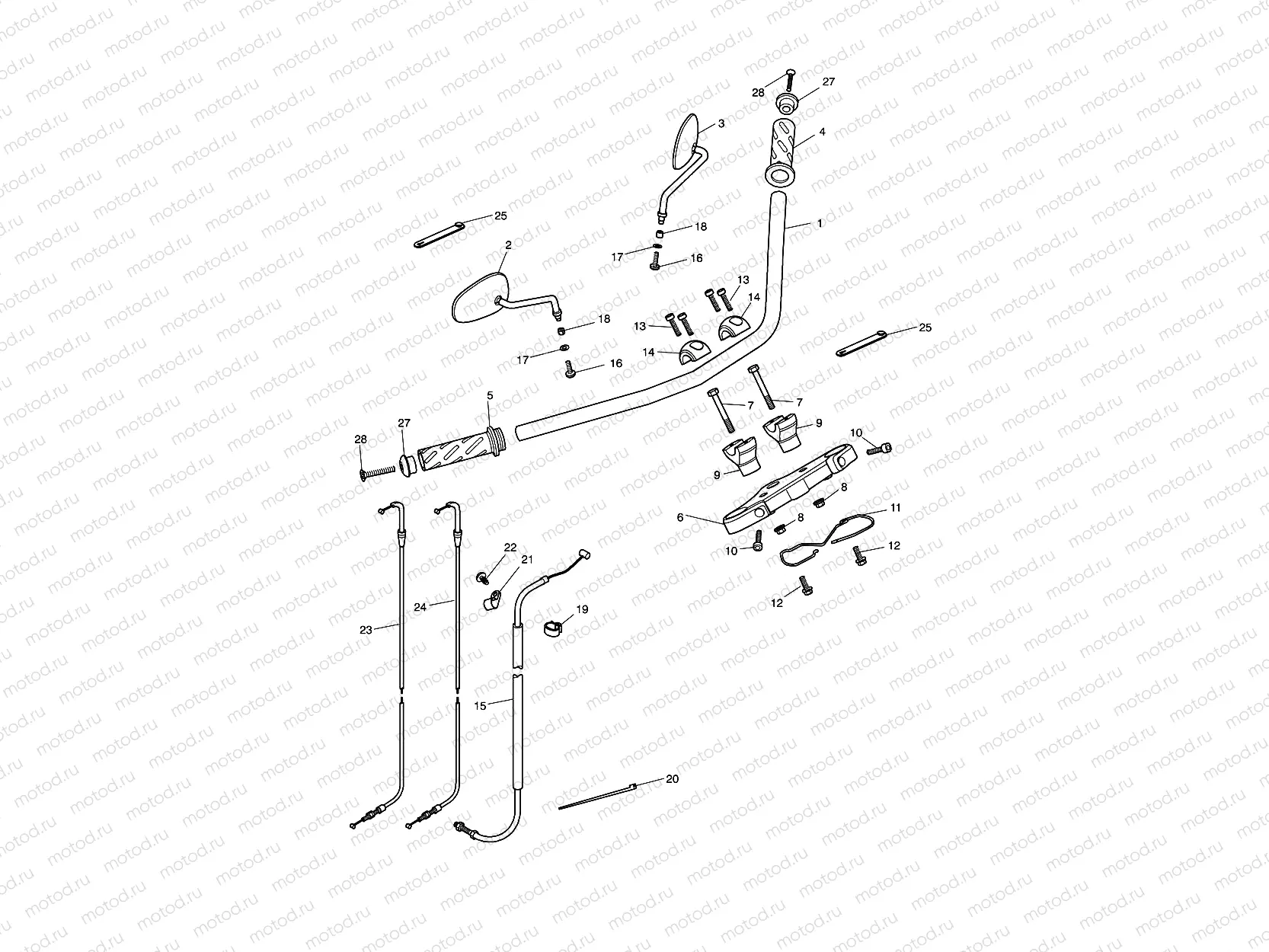 Handlebars, Top Yoke, Cables & Mirrors 468391