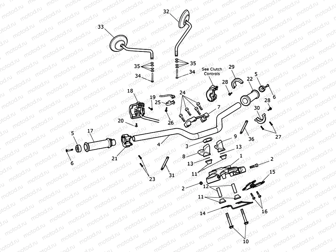 Handlebars, Top Yoke & Mirrors
