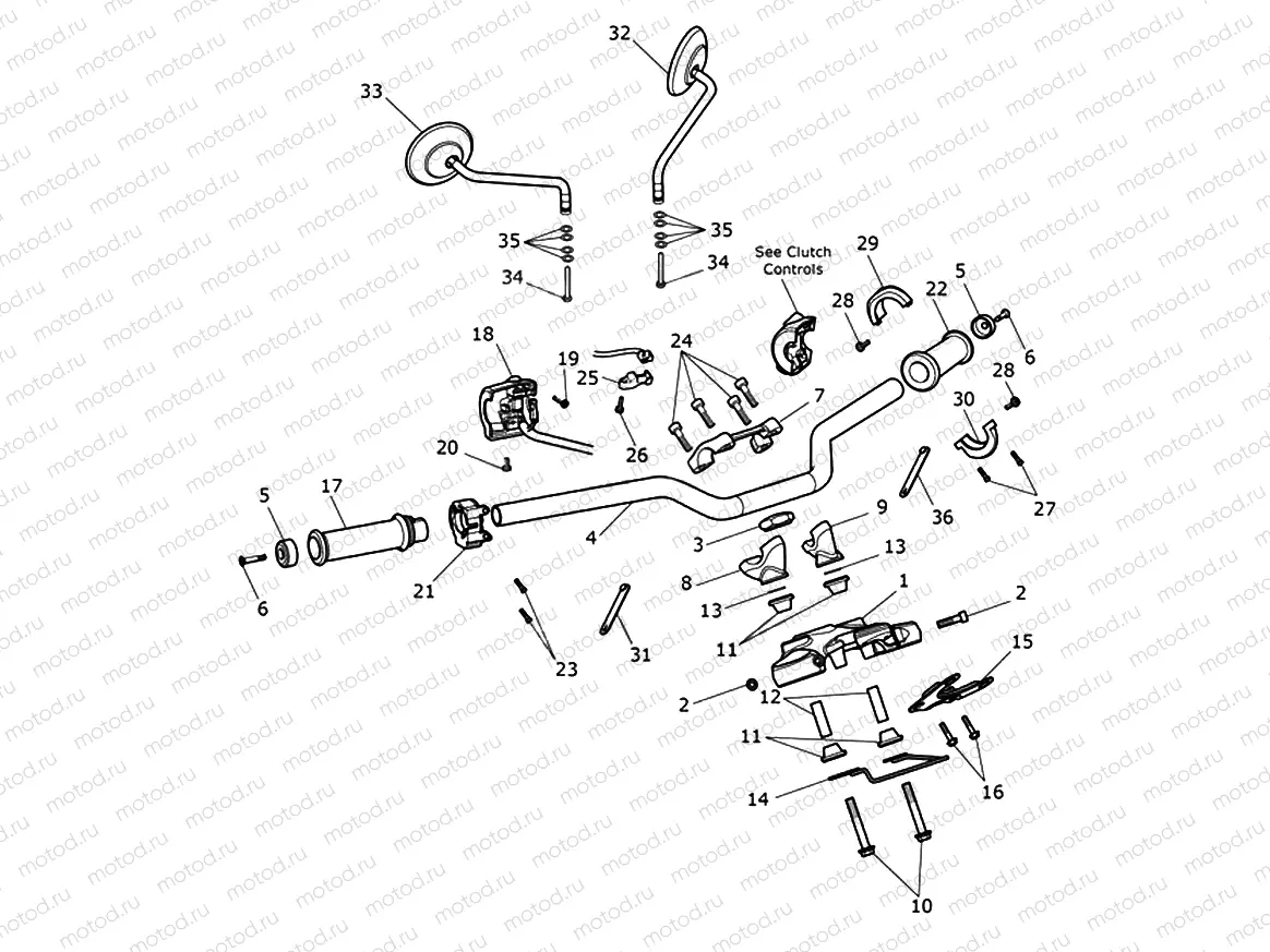 Handlebars, Top Yoke & Mirrors