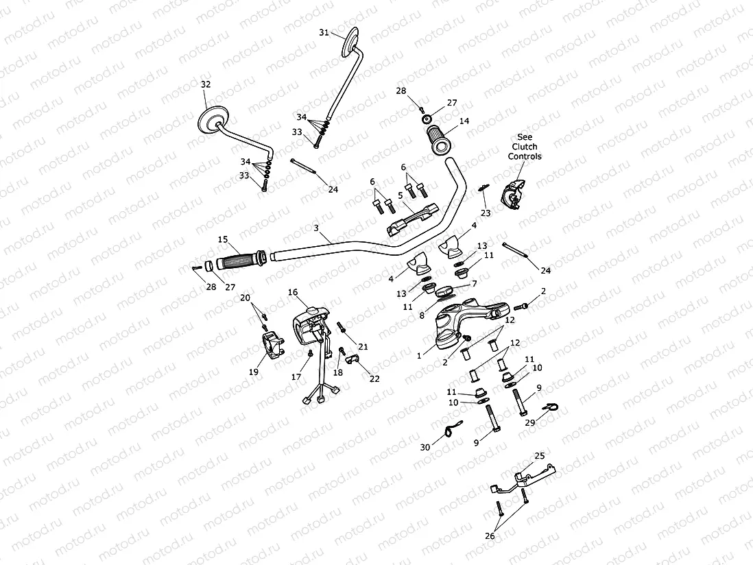 Handlebars, Top Yoke & Mirrors