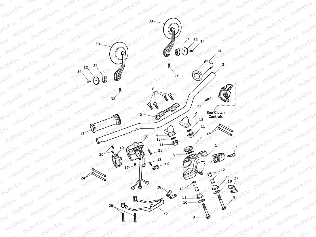 Handlebars, Top Yoke & Mirrors