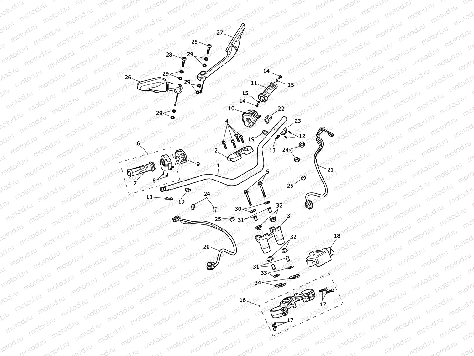 Handlebars, Top Yoke & Mirrors