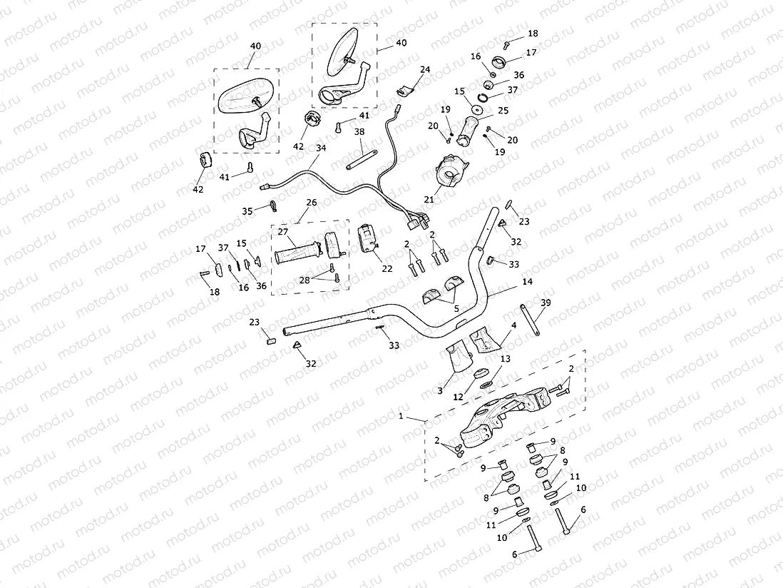 Handlebars, Upper Yoke & Mirrors