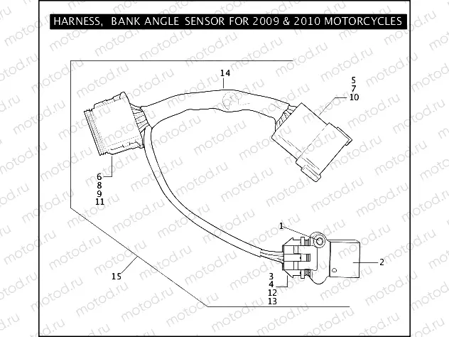 HARNESS, BANK ANGLE SENSOR FOR 2009 & 2010 MOTORCYCLES