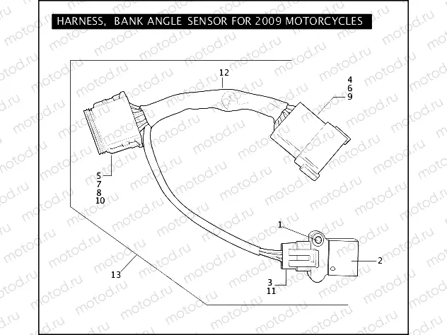 HARNESS, BANK ANGLE SENSOR FOR 2009 MOTORCYCLES