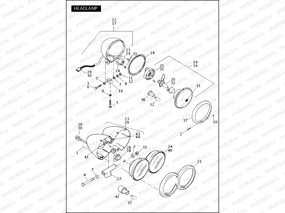 HEADLAMP - ALL MODELS EXCEPT FLD (1 OF 2)