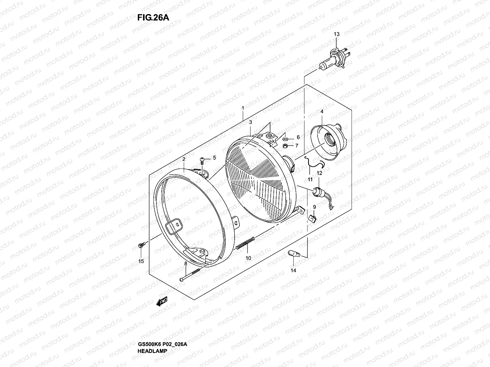 HEADLAMP (GS500K4/K5/K6UK4/K5/K6 P2, P19, P54)