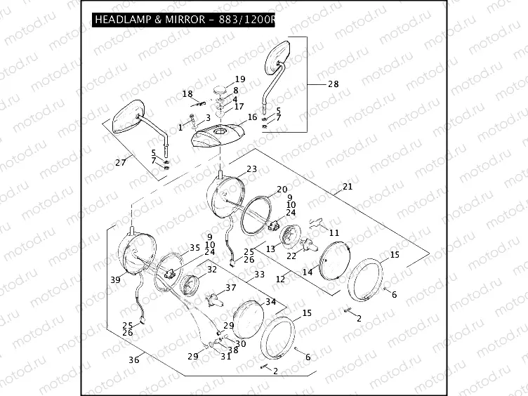 HEADLAMP & MIRROR - 883/1200R