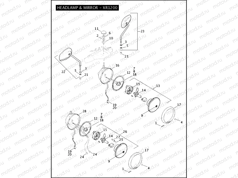 HEADLAMP & MIRROR - XR1200