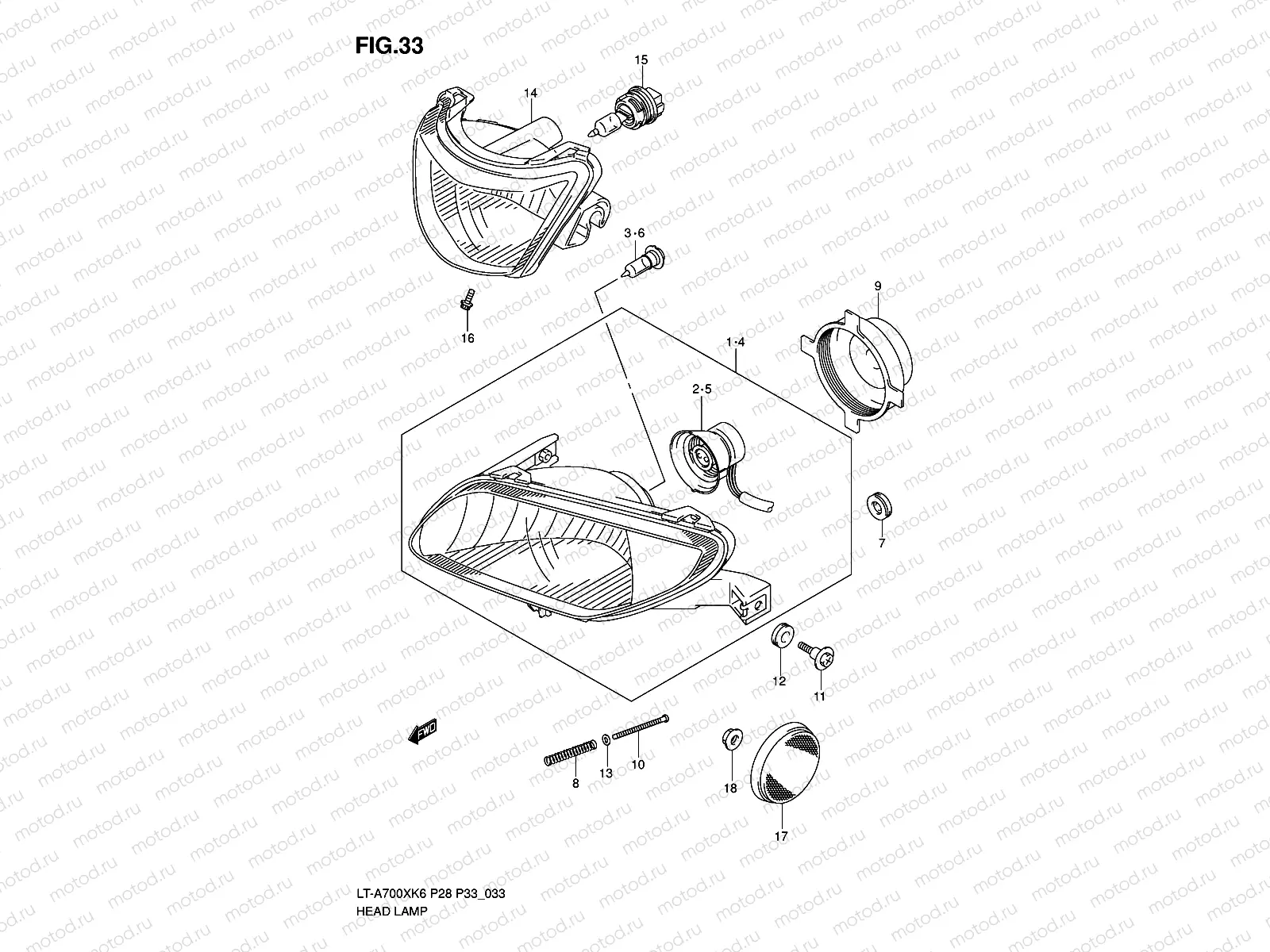 HEADLAMP (MODEL K6 ~F.NO.5SAAP41A 67110000)