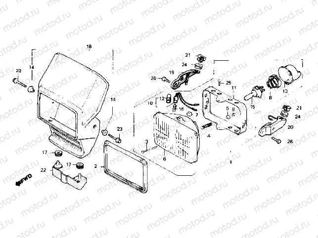 Headlight (XL600LMF ED, IT,N.SP,SW, XL600RMG, XL600LMH ED,ED2,IT, IT2,N,N2,SP,SP2,SW )