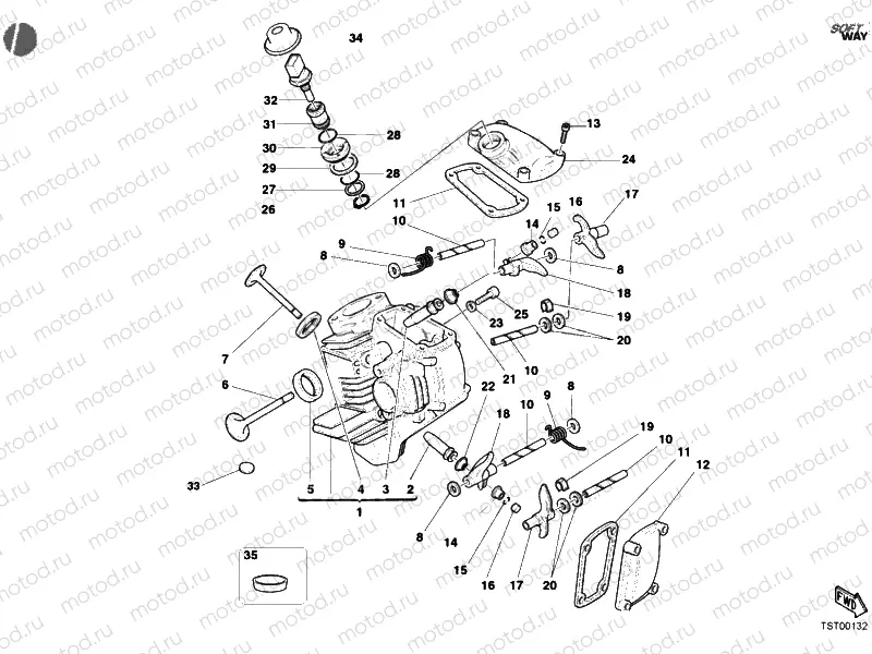 HORIZONTAL CYLINDER HEAD » VALVE DRIVE