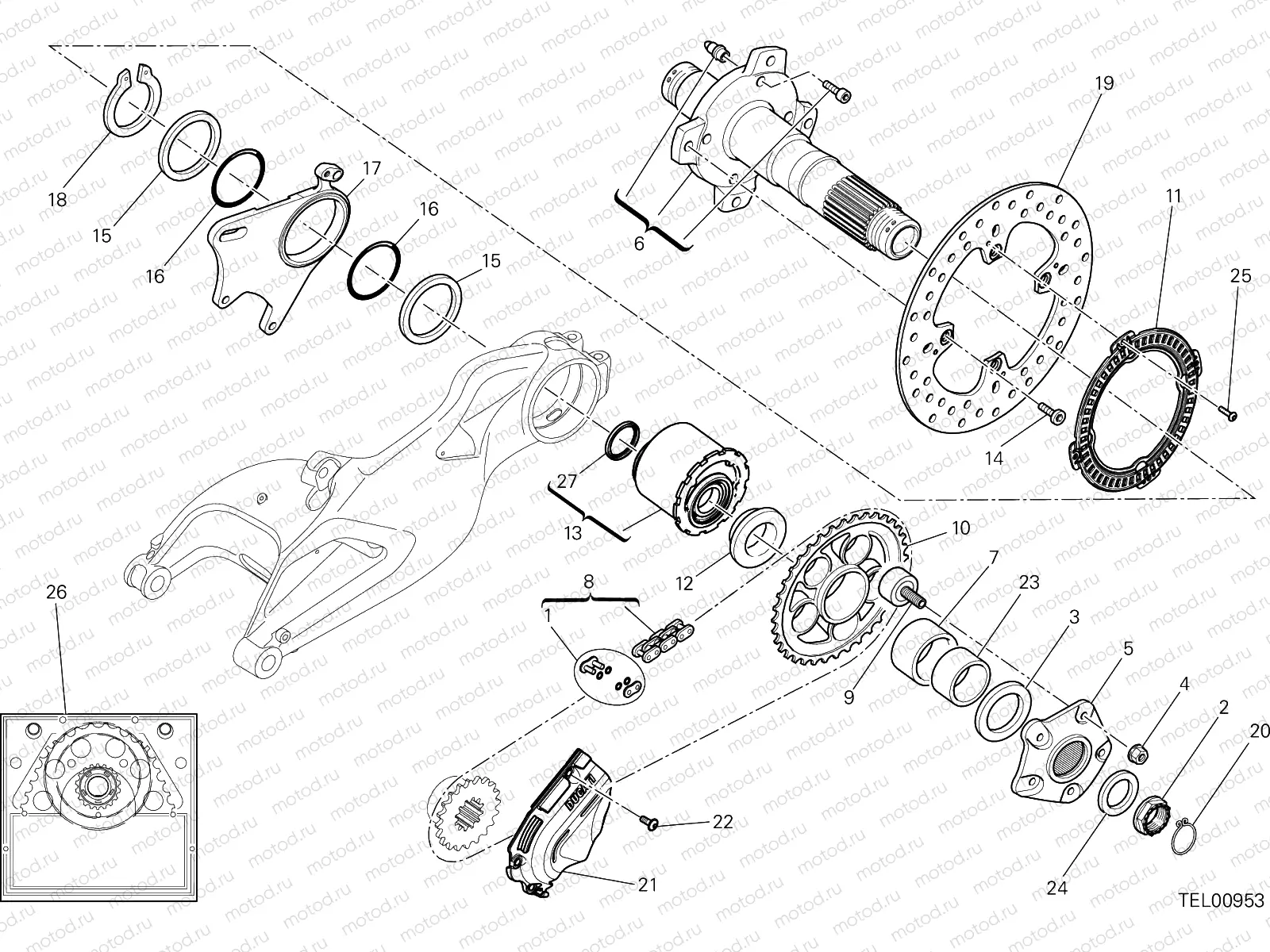 HUB, REAR WHEEL [MOD:HYM939SP]