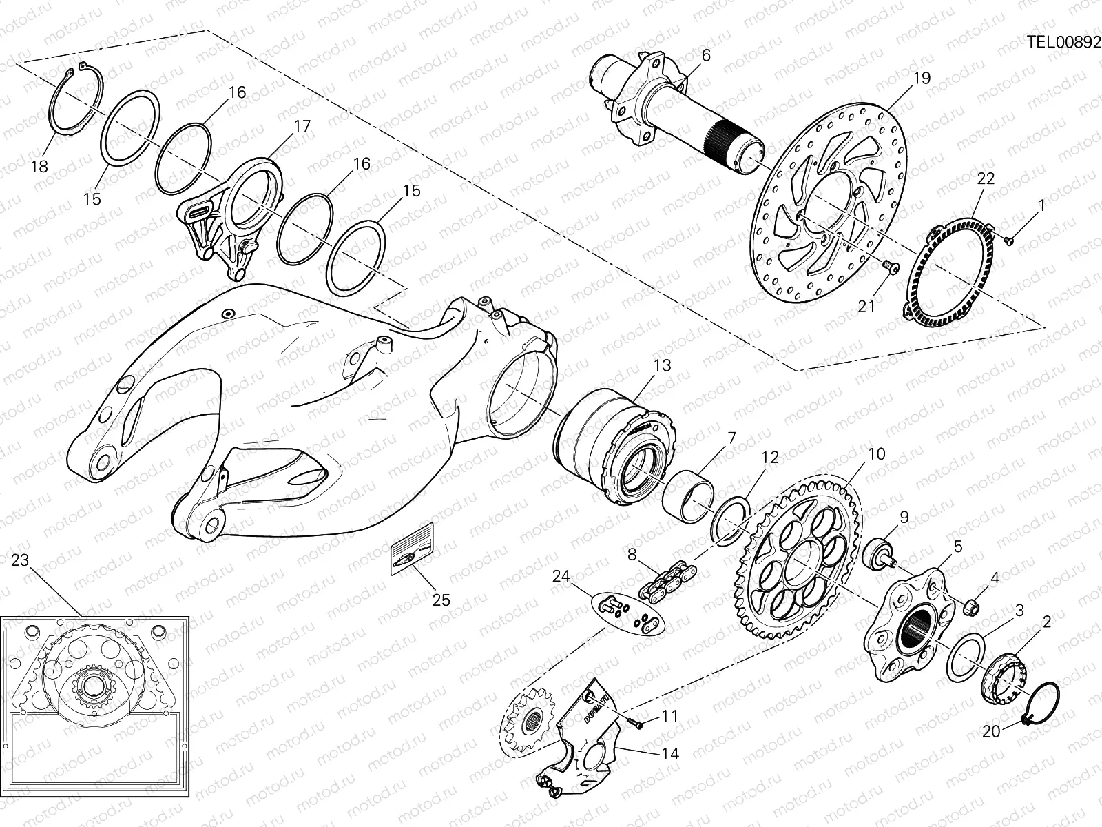 HUB, REAR WHEEL [MOD:MS1200S;XST:AUS,EUR,FRA,JAP]