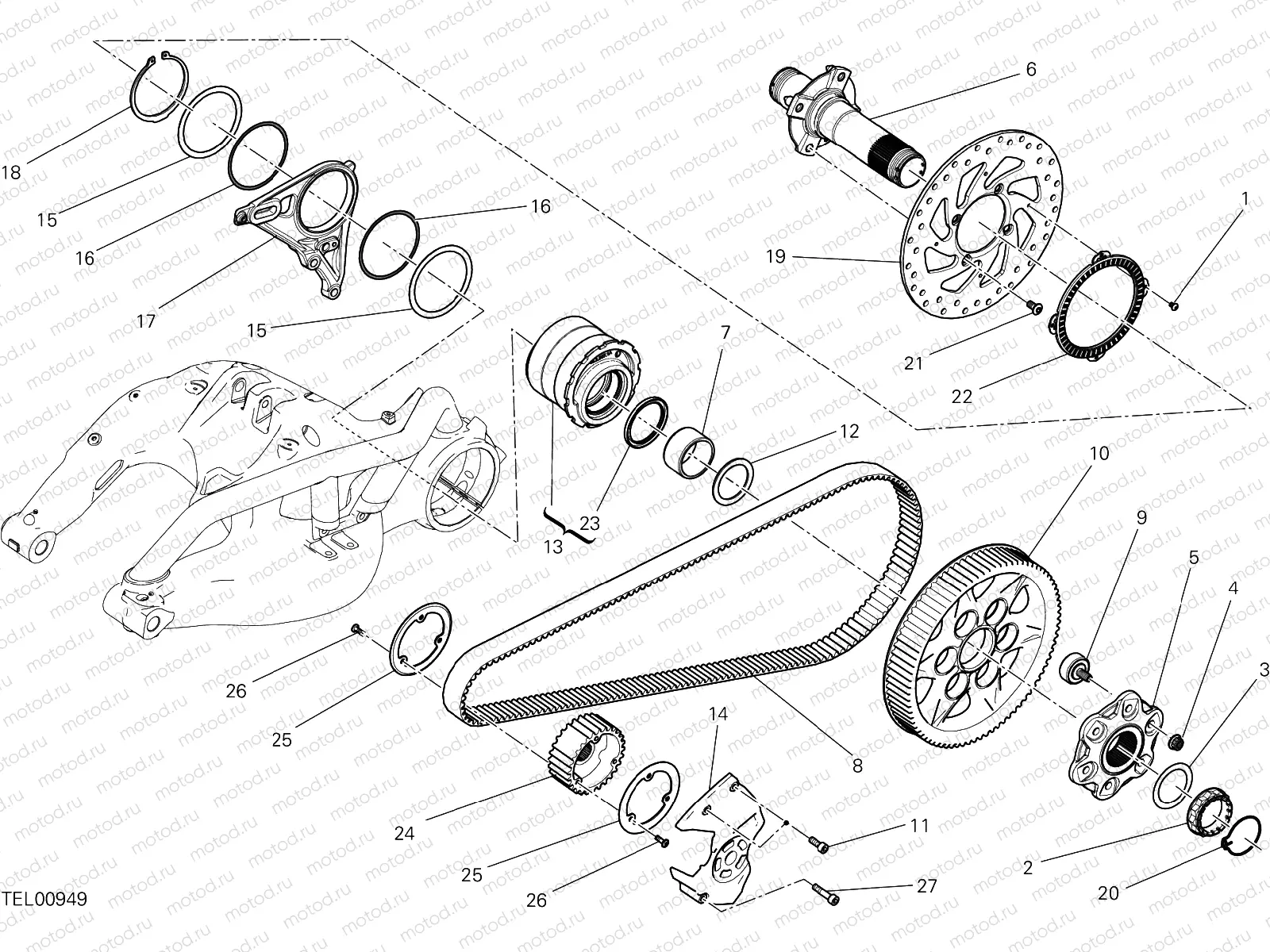 HUB, REAR WHEEL [MOD:XDIAVELS]