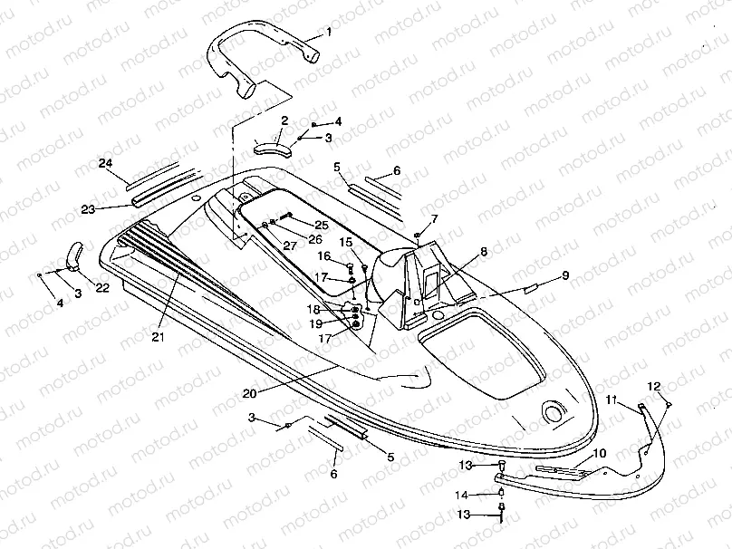 HULL and BODY ASSEMBLY SL 650 / B934058 (4924732473001A) | HULL and BODY ASSEMBLY SL 650 / B934058 (4924732473001A)