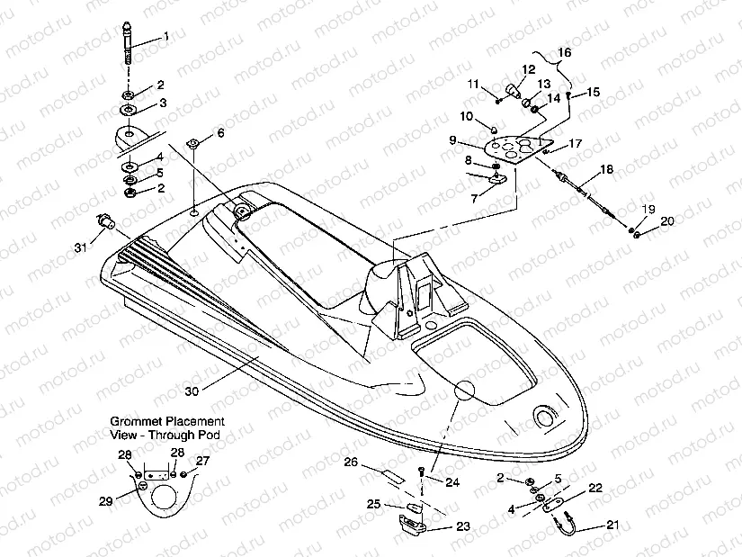 HULL and BODY ASSEMBLY SL 650 / B934058 (4924732473002A) | HULL and BODY ASSEMBLY SL 650 / B934058 (4924732473002A)