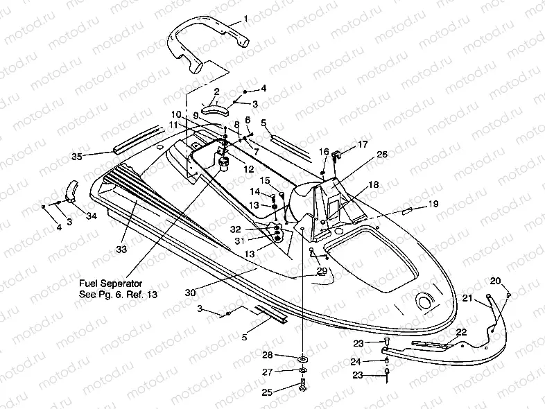 HULL and BODY ASSEMBLY SL 650 B944058 (4926992699001A) | HULL and BODY ASSEMBLY SL 650 B944058 (4926992699001A)