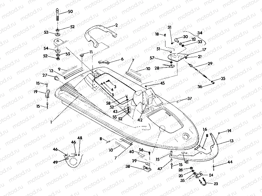 HULL and BODY ASSEMBLY SL 650/B924058 (49229222920001) | HULL and BODY ASSEMBLY SL 650/B924058 (49229222920001)