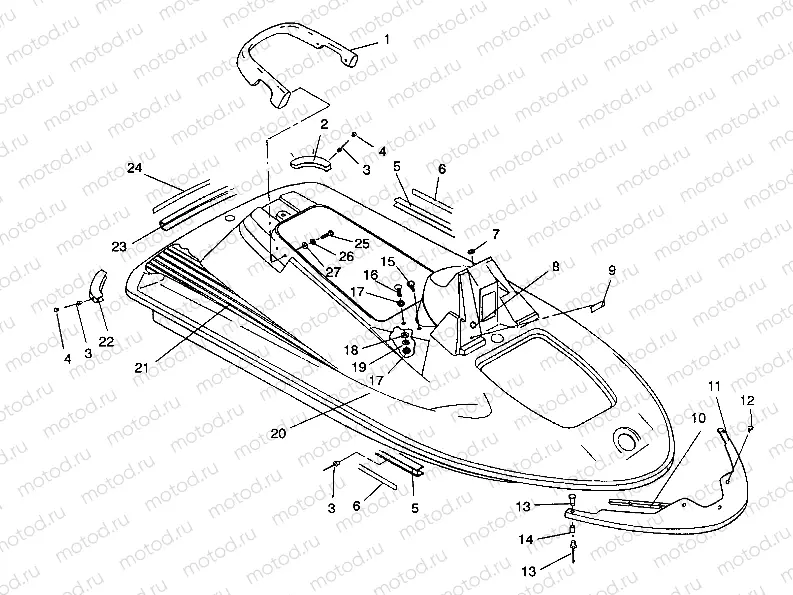 HULL and BODY ASSEMBLY SL 750 / B934070 (4924752475001A) | HULL and BODY ASSEMBLY SL 750 / B934070 (4924752475001A)