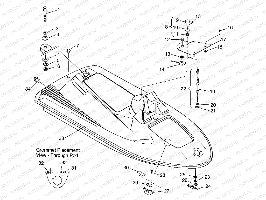 HULL and BODY ASSEMBLY SL 750 B954070 (4930523052A006) | HULL and BODY ASSEMBLY SL 750 B954070 (4930523052A006)