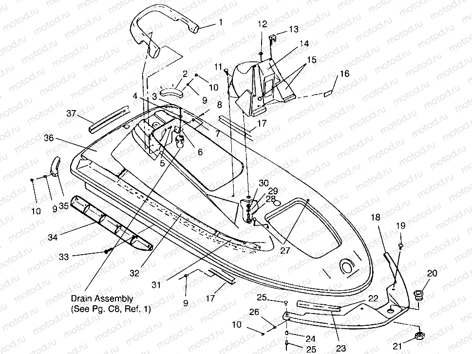 HULL and BODY ASSEMBLY SLX 780 B954287 (4933953395A005) | HULL and BODY ASSEMBLY SLX 780 B954287 (4933953395A005)