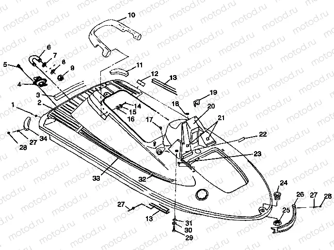 HULL and BODY SL 700 B974071 | HULL and BODY SL 700 B974071, Intl. SL 700 I974071, SL 700 Deluxe B974072 a (4940874087A005)