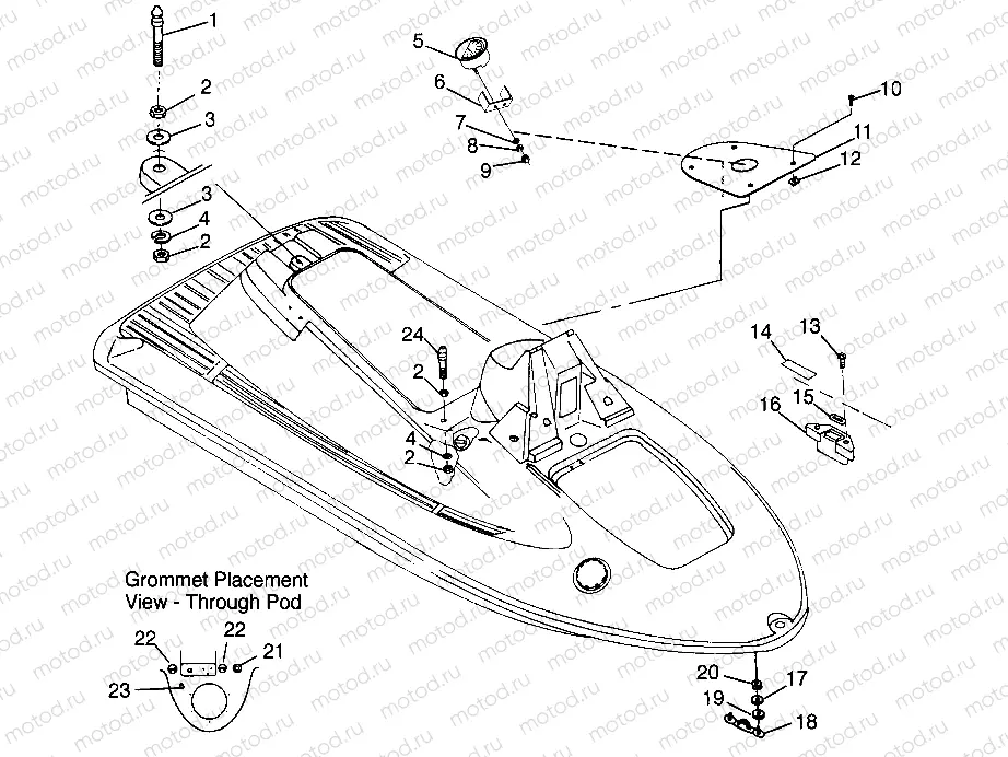 HULL and BODY SL 700 B974071 | HULL and BODY SL 700 B974071, Intl. SL 700 I974071, SL 700 Deluxe B974072 a (4940874087A007)
