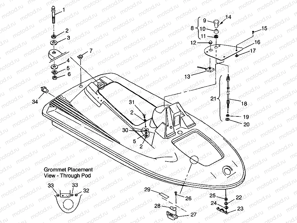 HULL and BODY SLX 780 B954287 (4933953395A006) | HULL and BODY SLX 780 B954287 (4933953395A006)